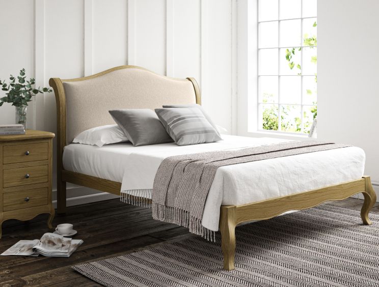 Lyon Arran Natural Upholstered Oak Bed Frame - LFE - Double Bed Frame Only