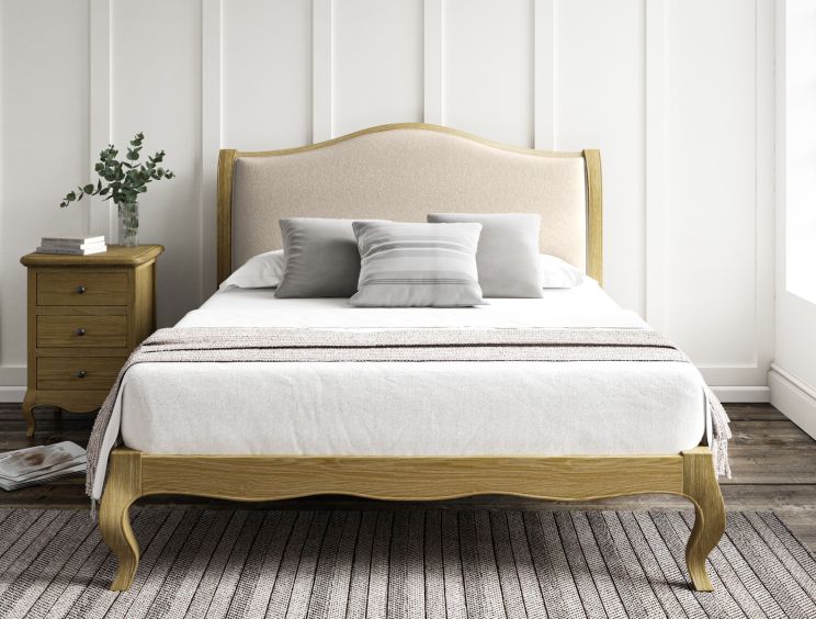 Lyon Arran Natural Upholstered Oak Bed Frame - LFE - Double Bed Frame Only