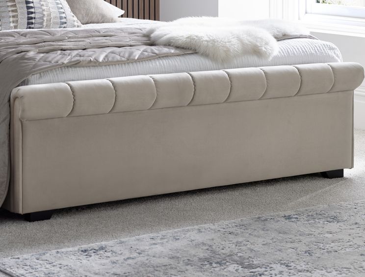 Ascot Stone Upholstered Ottoman Storage Sleigh Bed