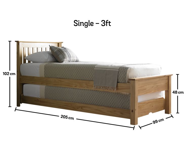 Atlantis Oak finish Wooden Single Guest Bed Including Underbed