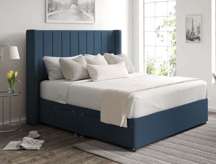 Aurelia Classic 4Drw Continental King Size Arran Cyan Headboard & Base