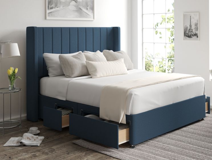 Aurelia Classic 4Drw Continental King Size Arran Cyan Headboard & Base