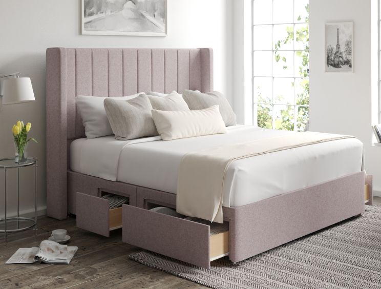 Aurelia Classic 4Drw Continental King Size Gouache Raspberry Headboard & Base