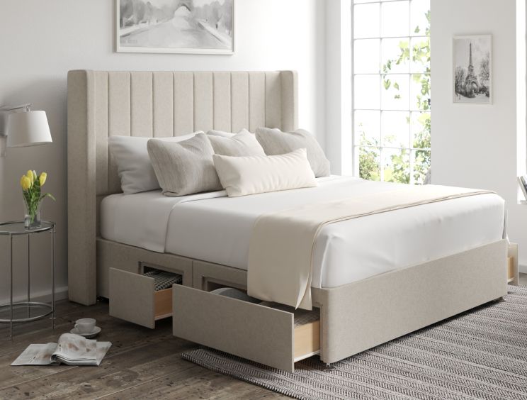 Aurelia Classic 4Drw Continental King Size Trebla Flax Headboard & Base