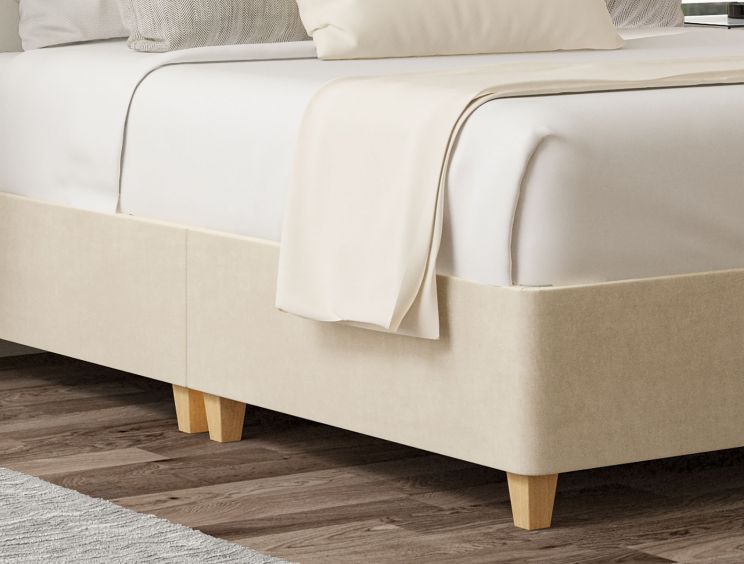 Shallow Naples Cream Upholstered Super King Size Base On Legs Only