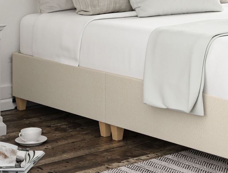 Shallow Teddy Cream Upholstered Super King Size Base On Legs Only