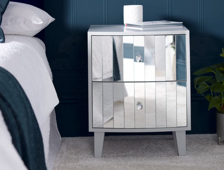 Sorrento 2 Drawer Mirrored Bedside