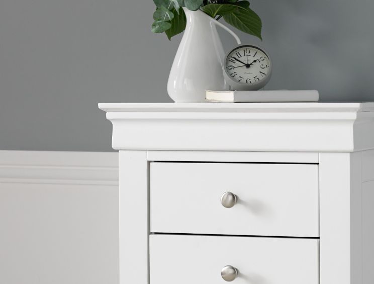 Chateaux White 3 Drawer Bedside Only