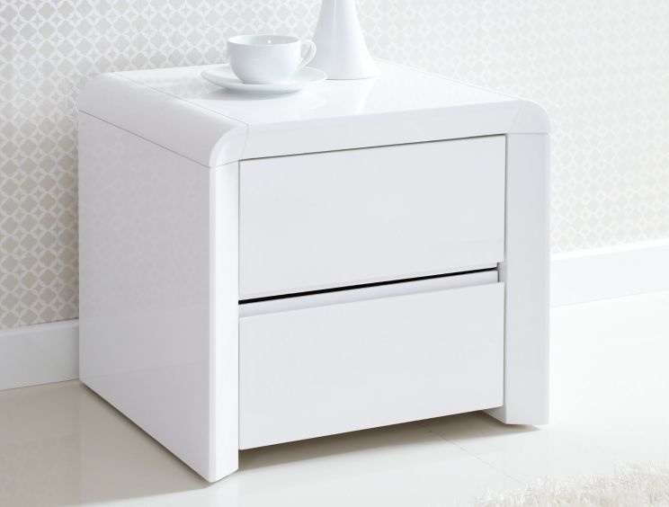 Ice High Gloss 2 Drawer Bedside - White Bedside Only