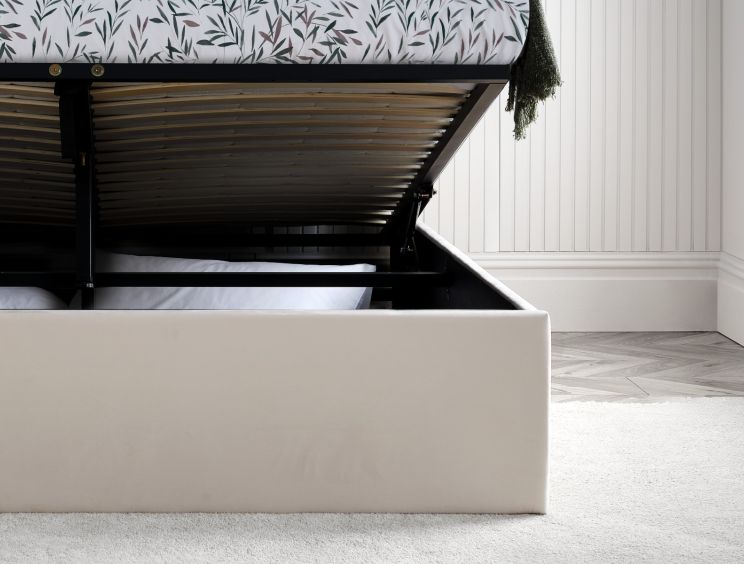 Wilson Natural Beige Upholstered Ottoman King Size Bed Frame