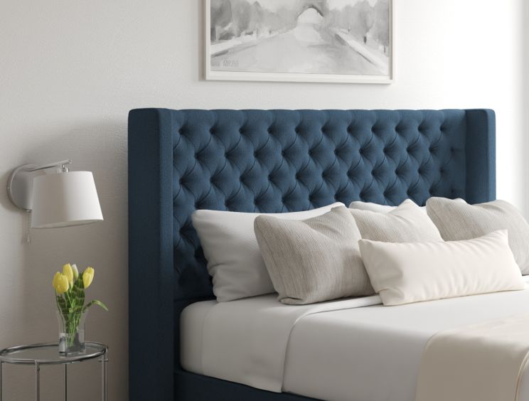 Bella Classic 4Drw Continental King Size Arran Cyan Headboard & Base