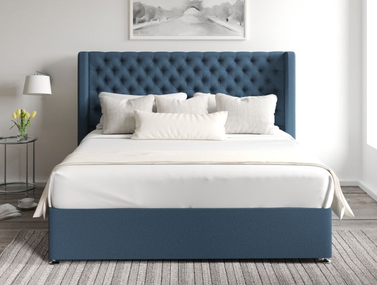 Bella Classic 4Drw Continental King Size Arran Cyan Headboard & Base