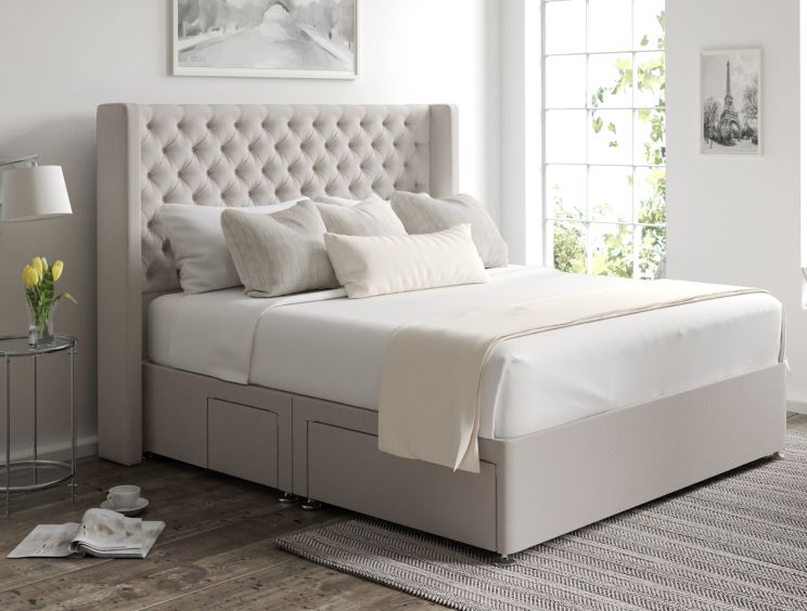 Bella Classic 4Drw Continental King Size Arran Natural Headboard & Base