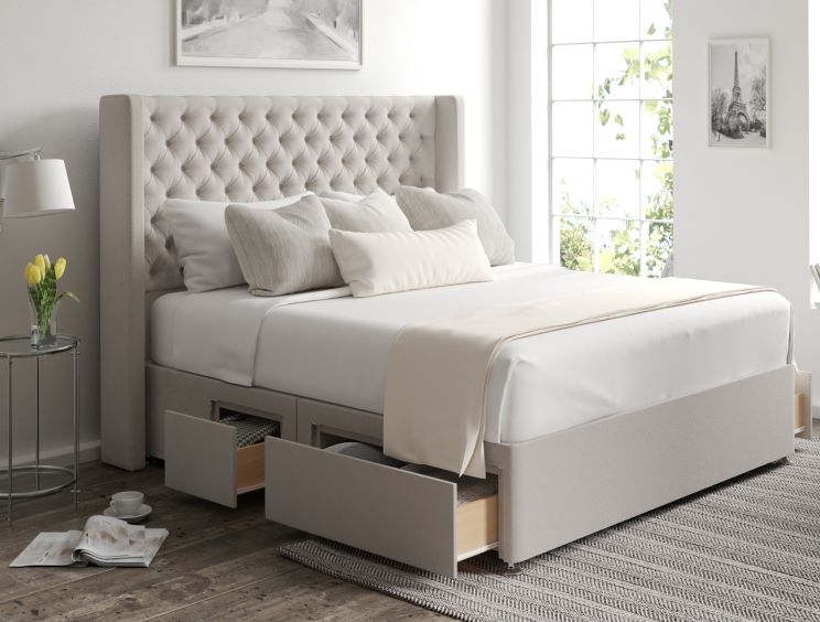 Bella Classic 4Drw Continental King Size Arran Natural Headboard & Base