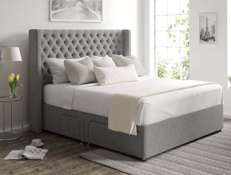 Bella Classic 4Drw Continental King Size Arran Pebble Headboard & Base