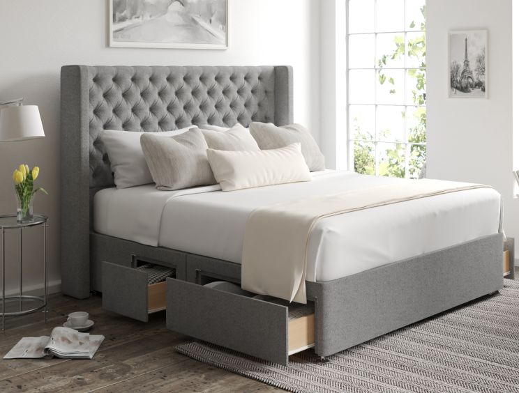 Bella Classic 4Drw Continental Double Arran Pebble Headboard & Base