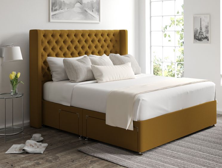 Bella Classic 4 Drw Continental Gatsby Ochre Headboard and Base Only