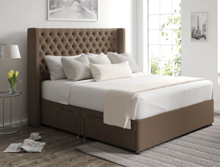 Bella Classic 4Drw Continental Super King Size Opulence Stone Headboard & Base