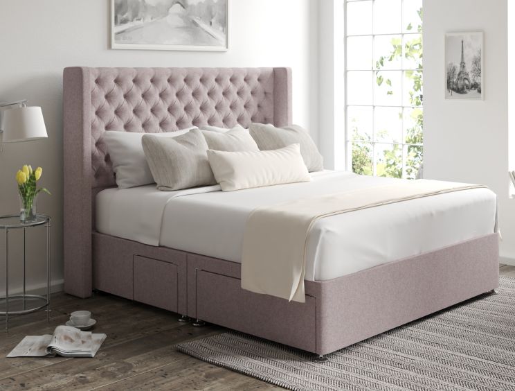 Bella Classic 4Drw Continental Super King Size Gouache Raspberry Headboard & Base