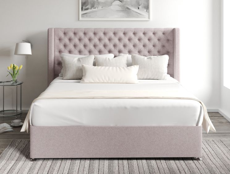 Bella Classic 4Drw Continental King Size Gouache Raspberry Headboard & Base