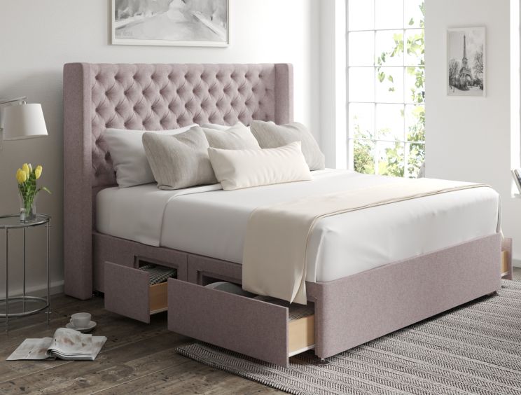 Bella Classic 4Drw Continental Super King Size Gouache Raspberry Headboard & Base