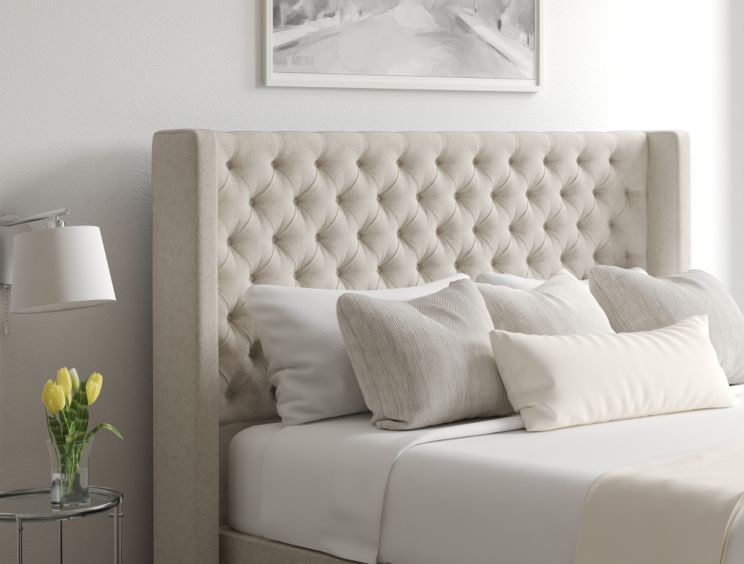 Bella Classic 4Drw Continental King Size Trebla Flax Headboard & Base