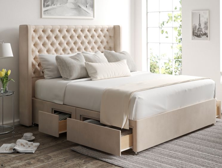 Bella Classic 4Drw Continental King Size Opulence Stone Headboard & Base