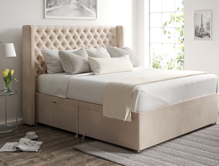 Bella Ottoman Double Opulence Stone Headboard & Base