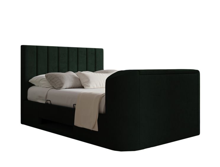 Berkley Upholstered Hugo Bottle Green Ottoman TV Bed - King Size Bed Frame Only