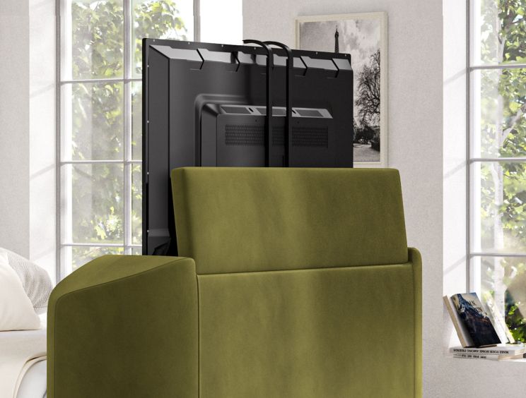 Berkley Upholstered Hugo Olive Ottoman TV Bed -Super King Size Bed Frame Only