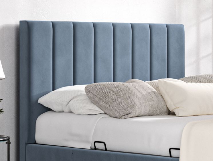 Berkley Upholstered Hugo Wedgewood Ottoman TV Bed - Double Bed Frame Only