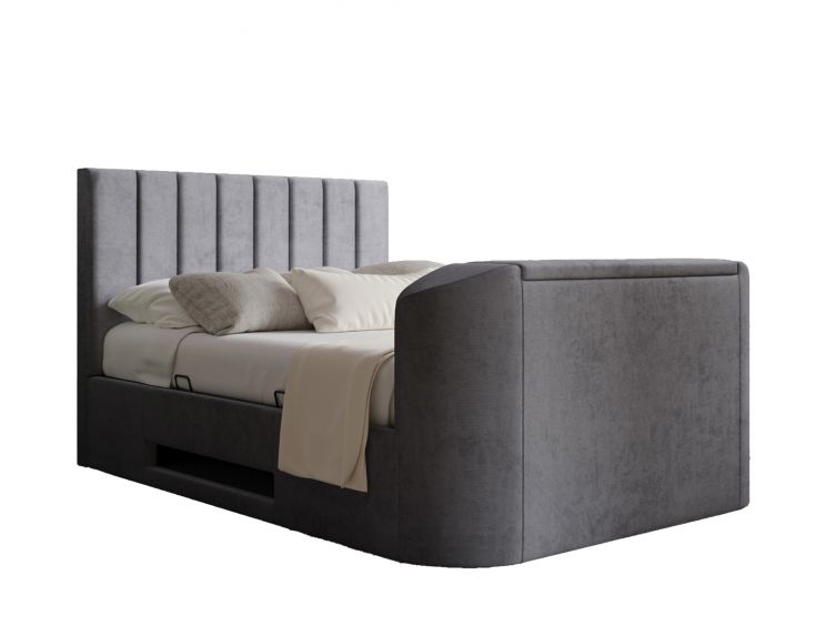 Berkley Upholstered Hugo Platinum Ottoman TV Bed - King Size Bed Frame Only