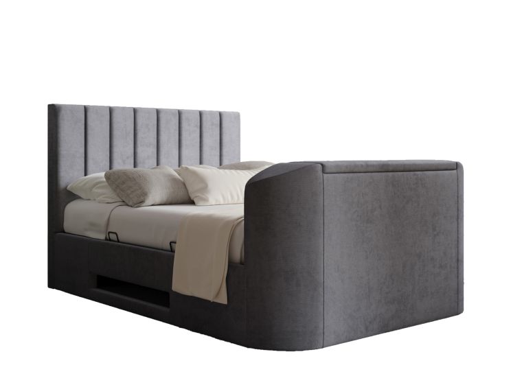 Berkley Upholstered Hugo Platinum Ottoman TV Bed - Double Bed Frame Only