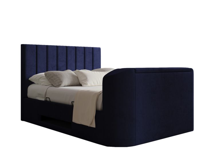 Berkley Upholstered Hugo Royal Ottoman TV Bed - King Size Bed Frame Only