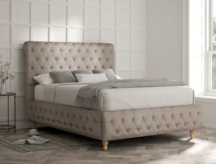 Billy Upholstered Bed Frame - Super King Size Bed Frame Only - Naples Silver