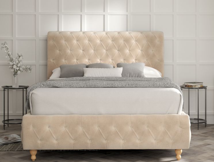 Billy Upholstered Bed Frame - Double Bed Frame Only - Savannah Almond