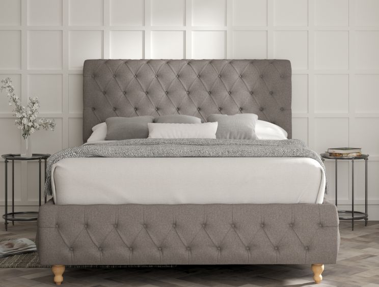 Billy Upholstered Bed Frame - Compact Double Bed Frame Only - Shetland Mercury