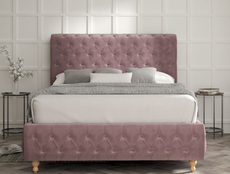 Billy Upholstered Bed Frame - Compact Double Bed Frame Only - Velvet Lilac