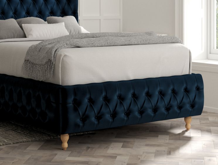 Billy Upholstered Bed Frame - King Size Bed Frame Only - Velvet Navy