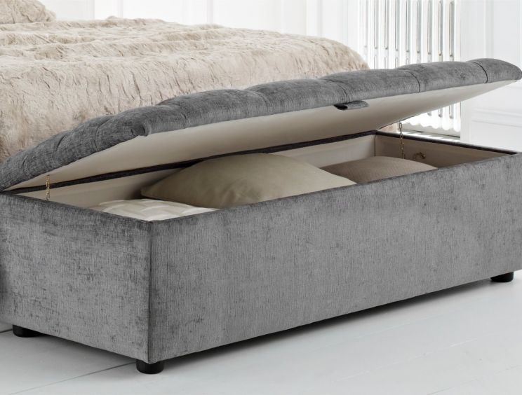 Ascot Tufted Upholstered Blanket Box - Harbour Silver