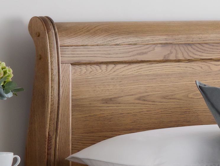 Bordeaux Wooden Sleigh Bed - Oak - Double Bed Frame Only