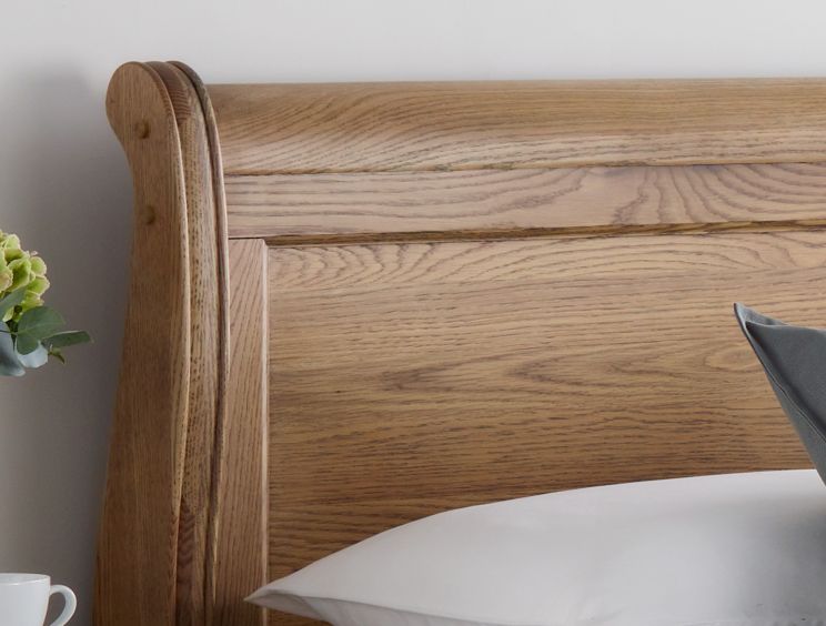 Bordeaux Oak Wooden Sleigh Bed Time4sleep, Solid Wood Sleigh Bed Super King Size Mattress Dimensions