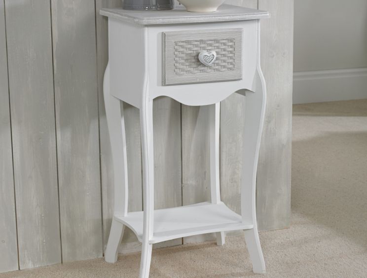 Brittany White/Grey 1 Drawer Bedside Cabinet Only