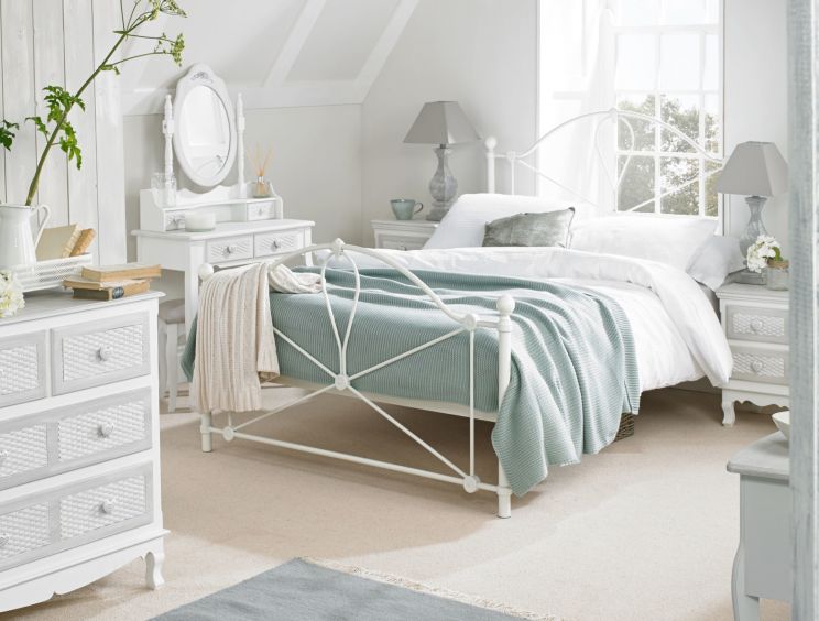 Bronte Off White King Size Bed Frame Time4sleep