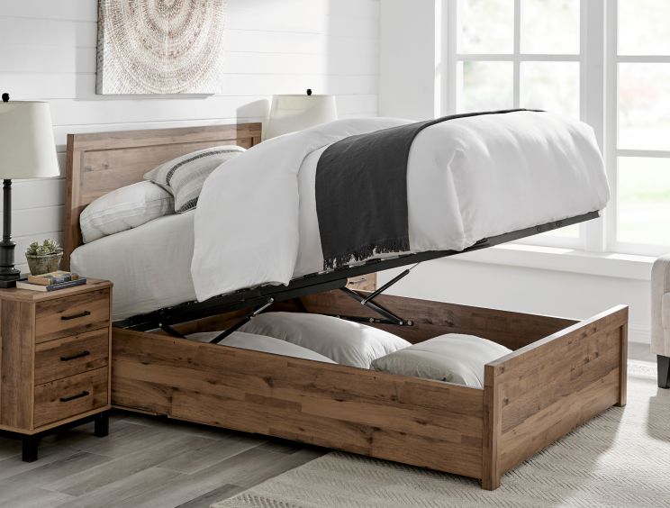 Wooden queen size shop bed with storage