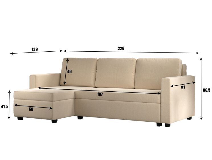 Cagliari Corner Ottoman Linear Natural Sofa Bed