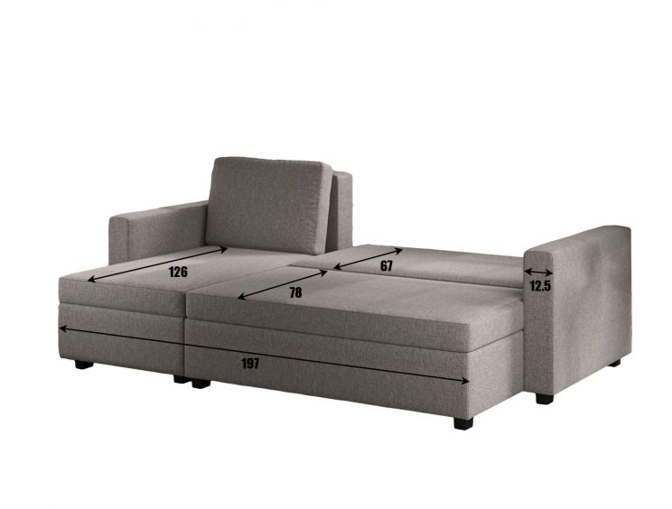 Cagliari Corner Ottoman Linear Grey Sofa Bed