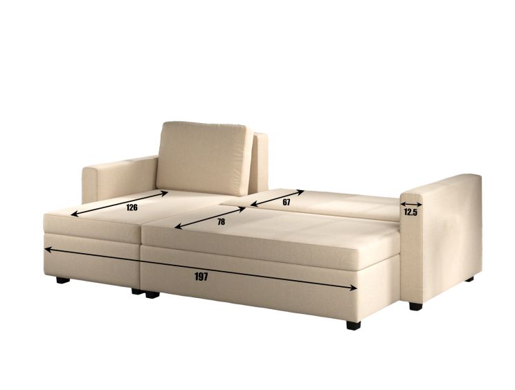 Cagliari Corner Ottoman Linear Natural Sofa Bed