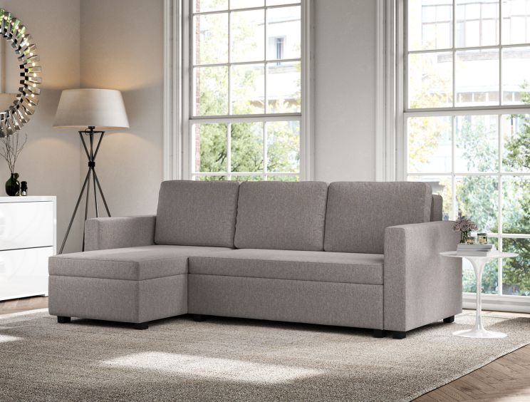 Cagliari Corner Ottoman Linear Grey Sofa Bed