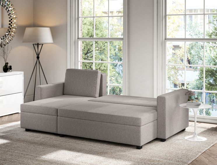 Cagliari Corner Ottoman Linear Grey Sofa Bed